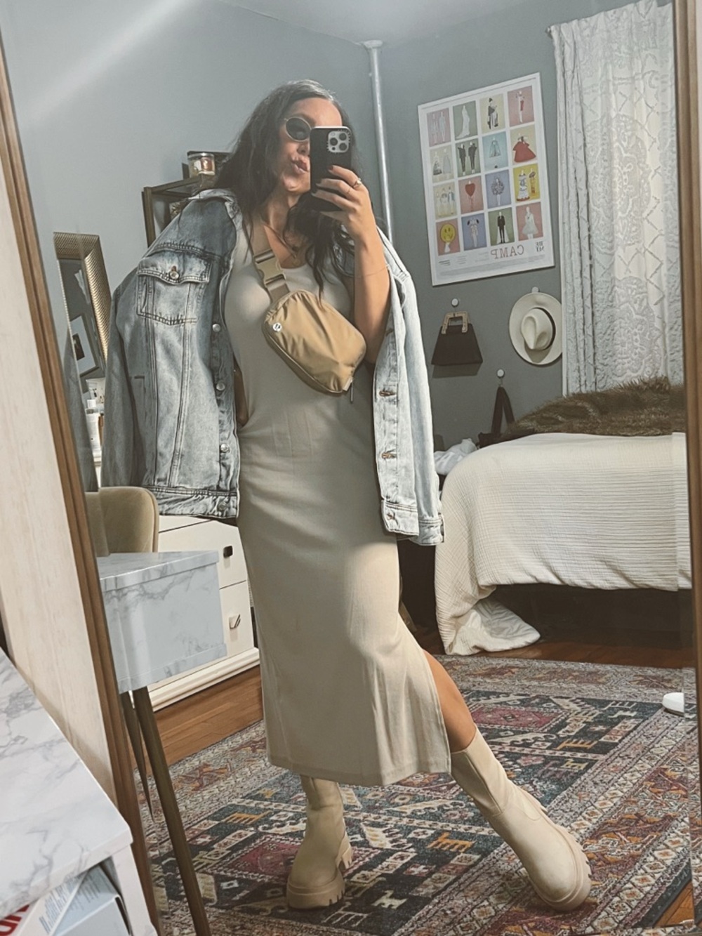 H&M Cream Ribbed Maxi Tank Dress